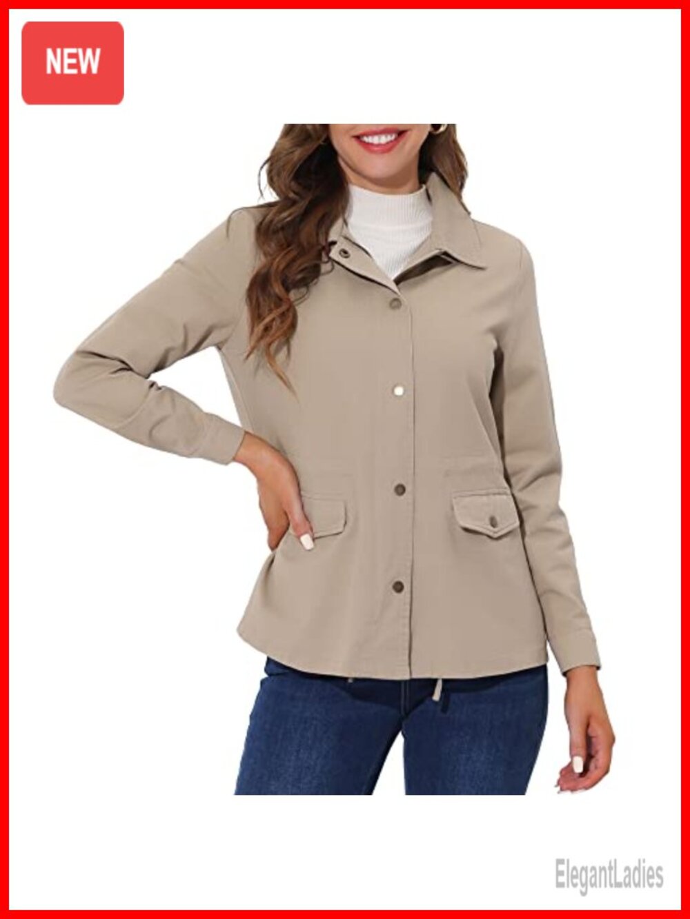 Utility Anorak Jacket Zip Up Drawstring Waist Coat with Pockets